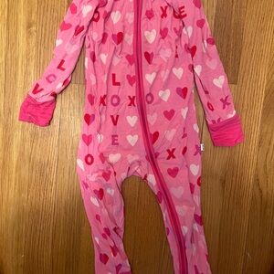 Little Sleepies Pink XOXO Heart Footie